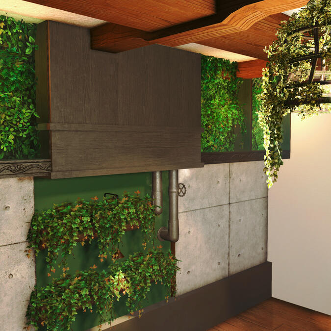 Hedge &amp; Cement Cafe ft. feature wall