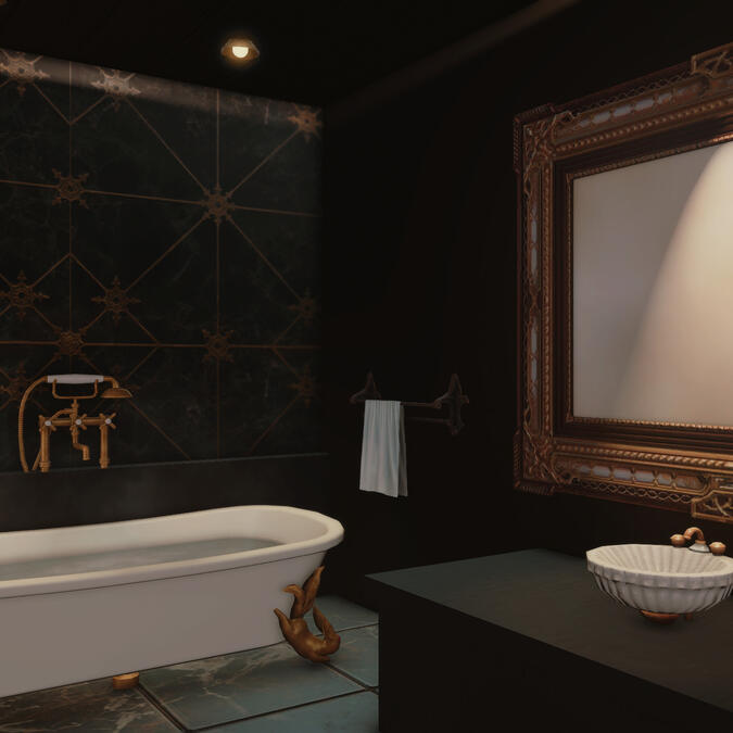 Burgundy Noir Bar ft. bathroom