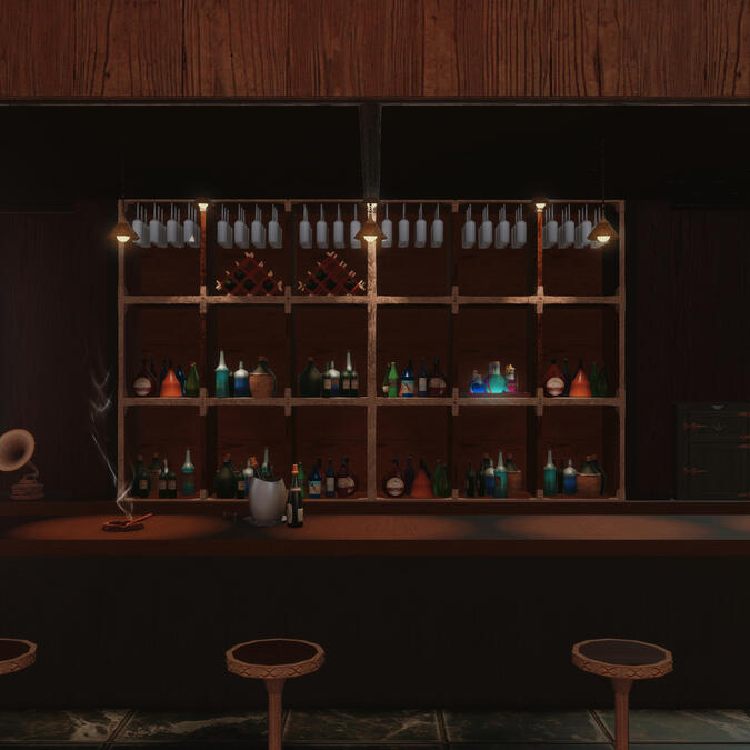 Burgundy Noir Bar ft. bar counter